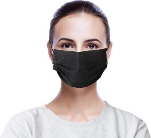 Disposable Black Face Masks. Pack of 50 Adult Mouth and Nose Masks. 3-ply Mouth Covers with Nose Wire. Face Protection with Adjustable Earloops f